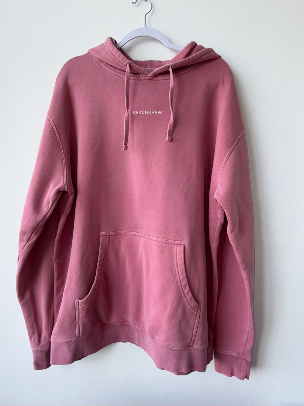 Beachkrew Washed Mauve Pink Oversized Pullover Hoodie Size XL
